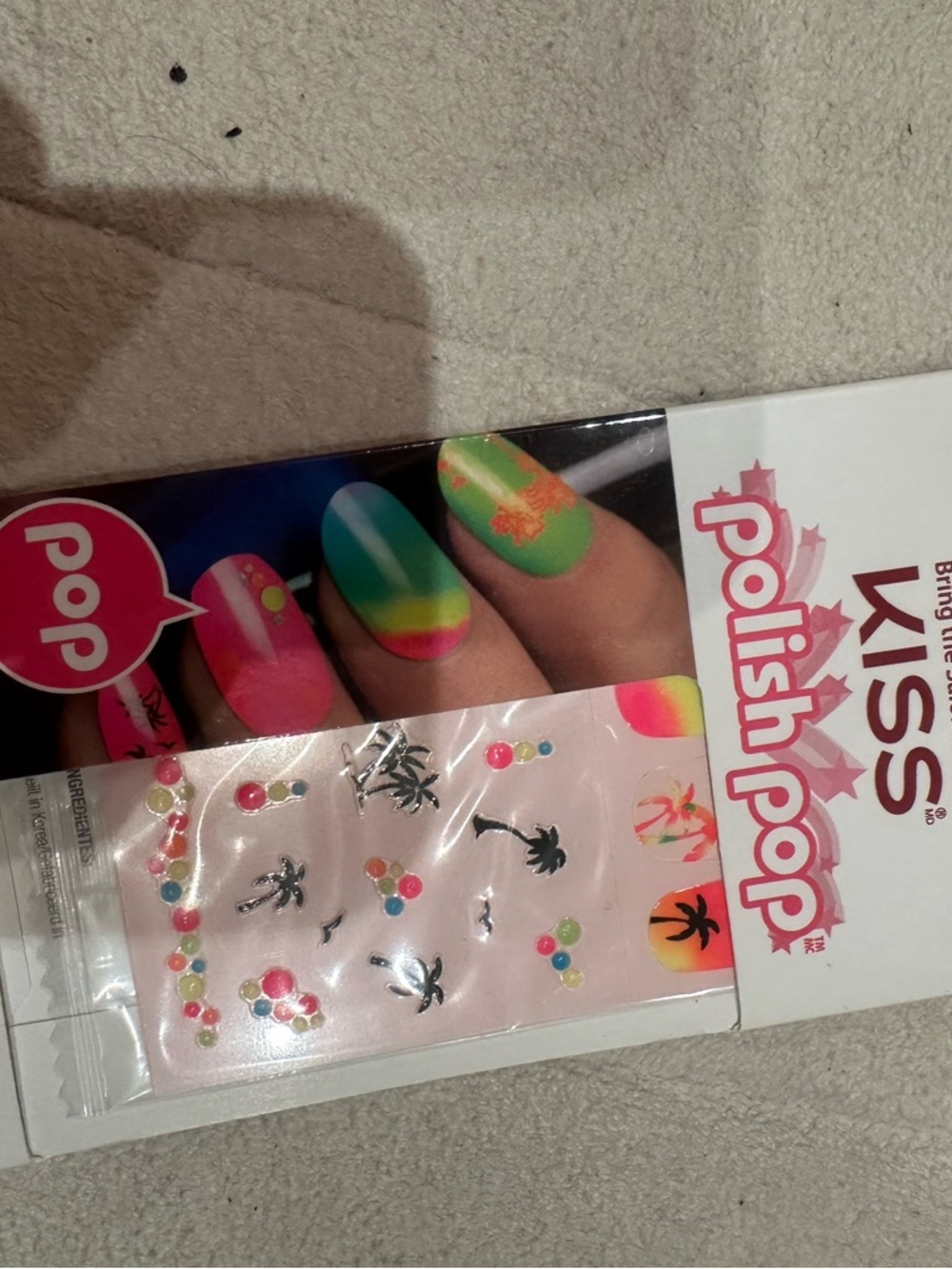 Kiss Polish Pop Neon Pink, Green & Yellow Tropical Nail Stickers